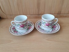 Vintage Chinese Coffee Cups And Saucers x 2 No chips or cracks 
