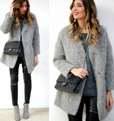 Zara grey coat - coat, wool