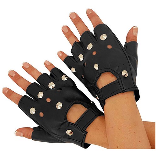 Faux leather biker gloves - biker,