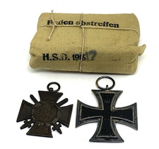 Original World war 1  German Iron cross, Hindenburg Cross and First aid bandage