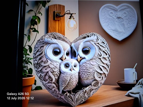 Owl heart shaped silicone mold - owl,