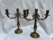 Pair Of Brass 3 Armed Candelabra. Nice Vintage Patina. Lovely Condition.