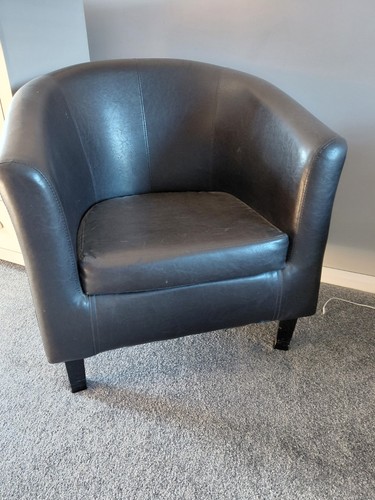Brown leather tub - , chair