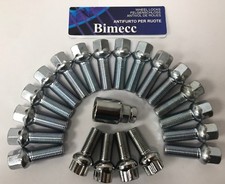 16 X M14X1.5 SILVER RADIUS ALLOY WHEEL BOLTS + 4 LOCKS 35mm FOR AUDI Q2 Q3 Q5 Q7