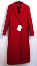 Zara Red Manteco Wool Blend Fitted Maxi Long Coat Size S Best Fit Size XS 6-8