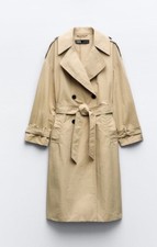Zara Light Camel Water Repellent Trench Coat With Belt Size L Bloggers RRP $89.9