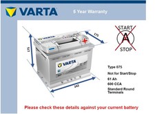 Car Battery D21 Varta 075 600A