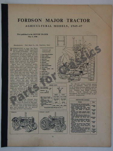 Fordson major tractor service - fordson,