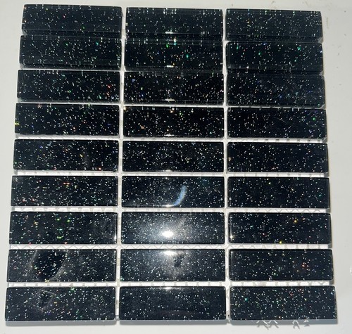 Black glitter glass mosaic - glass,