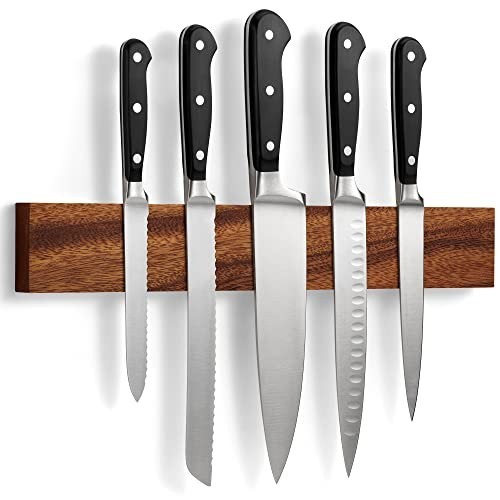 Magnetic knife rack bamboo - knife, in