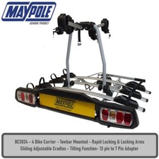 Maypole 4 Bike Cycle Carrier BC3024 Towbar Mounted 60kg Platform Tilting Locking