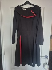 Lady Style Rockabilly Dress Size 12 Black With Red Trim