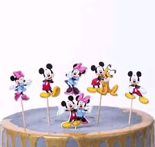 12 X Mickey / Minnie Mouse Cake Picks Cupcake Toppers Birthday Party Decoration 