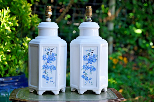 Pair vintage blue white - pair,
