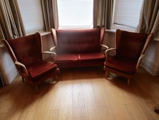 1950s 3 SEATER SOFA And Matching Two Chairs HOWARD KEITH FOR HK FURNITURE Velvet