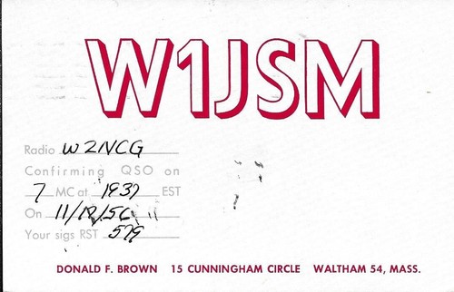 Qsl 1956 waltham radio - qsl,