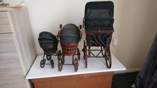 VINTAGE VICTORIA STYLE DOLLS PRAMS X THREE