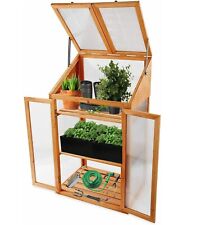 Mini Greenhouse Wooden With Shelves Cold Frame Plant Vegetable Flower Growhouse