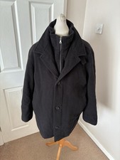 Men’s Black Hugo Boss Cashmere Wool Overcoat Size 48 