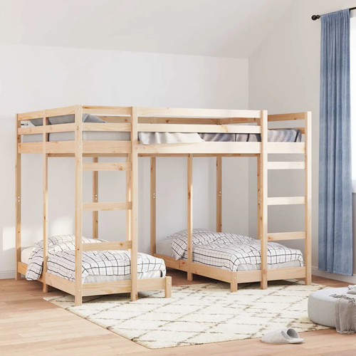 Triple bunk bed - triple, brown