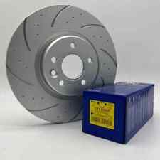 FRONT Dimpled Grooved Brake Discs & EBC Yellowstuff Pads for VW Scirocco R