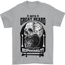 Great Beard Comes Great Responsibility Skull Mens T-Shirt 100% Cotton