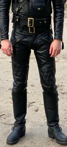 Men real leather pant punk - men's,