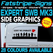 to fit PEUGEOT EXPERT MK3 SWB L1 LEST WE FORGET GRAPHICS STICKERS CAMPER VAN
