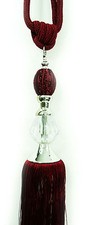 Pair Large Crystal Diamante Curtain Tie Backs Tassel Glitter Dark Red Decor