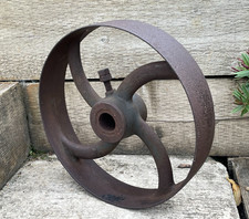 Vintage Large Industrial Cast Iron 14" Wheel Pulley Cart Flywheel Garden Display
