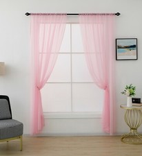 Pair plain voile curtain - (2),