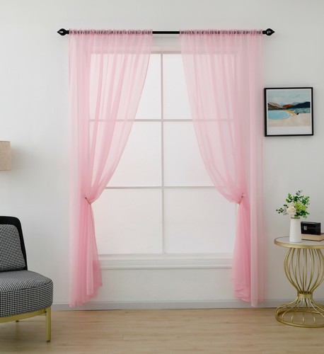 Pair plain voile curtain - pair, (2)