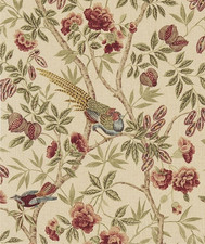 SANDERSON CURTAIN FABRIC DESIGN "Abbeville" 5.8 METRES RUSSET/SAND LINEN BLEND