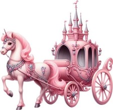 Pink Barbie Carriage Wall Art Bedroom Colour Nursery Decor Vinyl Sticker Decal