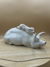 Vintage 1980s Beswick pottery Pig Sow and Piglet "Piggy Back" Porcelain England