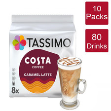 Tassimo Coffee Pods Costa Caramel Latte 10 Packs (80 Drinks)