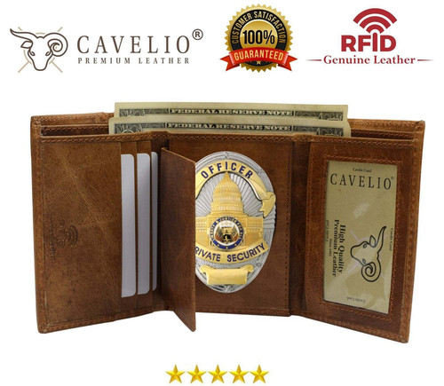Rfid genuine leather trifold - genuine,