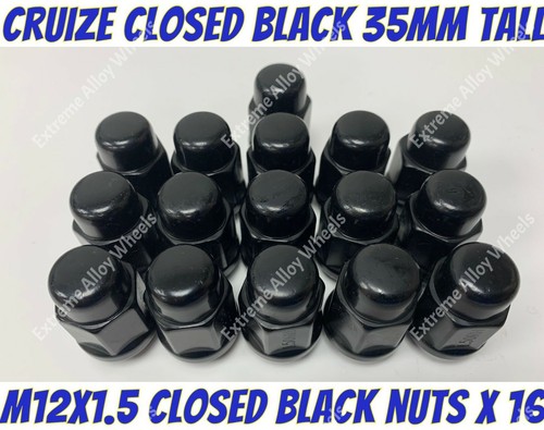 Black alloy wheel nuts - black, 16