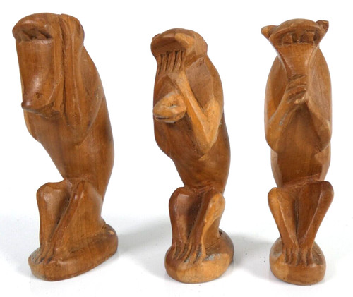 Three wise monkey figures see - three,