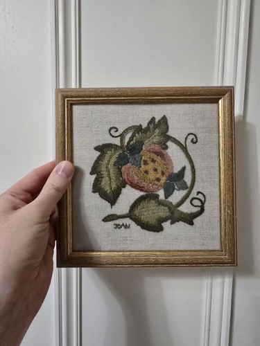 Vintage framed embroidered - vintage,