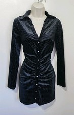 Zara black velvet glitter shirt dress M 10 Christmas party festive long sleeve