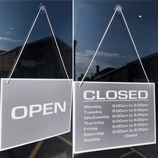 BESPOKE OPEN & CLOSED SHOP DOOR WINDOW SIGN ANY COLOUR YOUR OWN TIMES PRINTED