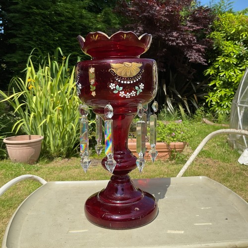 Victorian red glass lustre - glass,