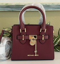 MICHAEL KORS HAMILTON XS MINI CROSSBODY SATCHEL MK KEY LOCK BAG CHERRY LEATHER