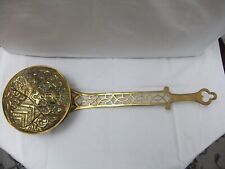 Antique Pierced Brass Chestnut Roaster Wall Hanging Length 55cm Pan 17x17cm