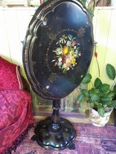 Victorian Paper Mache Tily Top Table Mother of Pearl Inlay