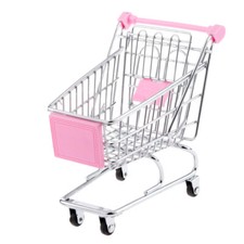 Hand Push Shopping Cart Supermarket Trolley Kids Pretend Play Toy Pink