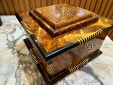 Luxury jewellery burl wooden box organizer with key handmade gift box