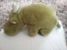 VINTAGE MERRYTHOUGHT IRONBRIDGE SHROPSHIRE ENGLAND GREEN HIPPO SOFT PLUSH TOY