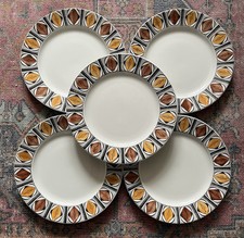 Kathie Winkle Mexico Dinner Plates 60s 70s Broadhurst Ironstone X 5 Vintage 24cm